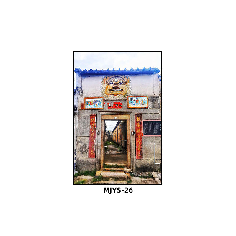 Jieyang ancient city architectural landscape hanging painting hotel box wall decoration painting hot pot restaurant restaurant characteristic cultural tourism mural