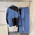Hong kong style retrocasualsuit women's k-stylecontrast colorpatchwork denim shirt + high waistlooseloose pantstwo-piece set