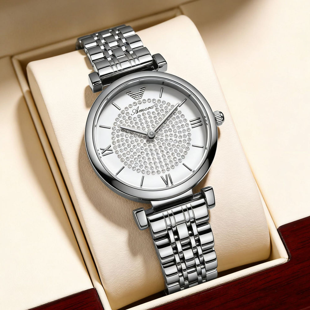 Factory direct: 2026 new women's fashion watch - korean style starry sky steel band quartz watch with full diamond accents - trendy design