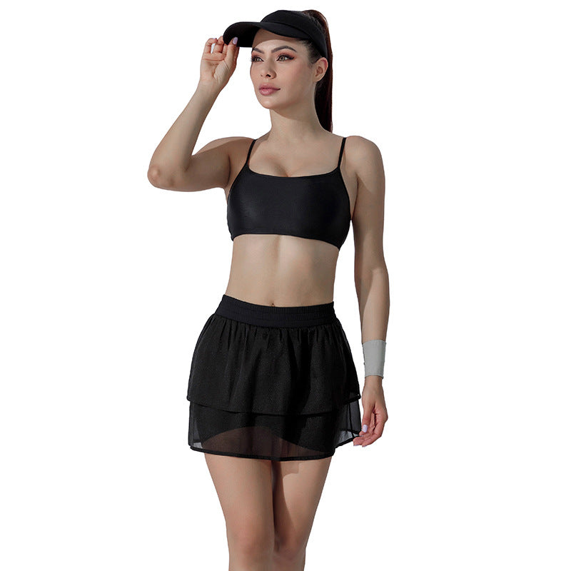 Sling sports table tennis skirt odm slimming look outdoor sportswear fitness running tennis suit women's yoga