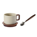 Rustic pottery vintage coffee mug - americano latte straight-sided design, high-style cup and saucer set, anti-scald mug
