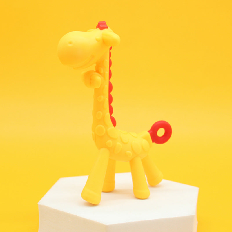 Baby molar stick food grade silicone bite music 6 months teething period baby soothing bite glue giraffe toothpaste
