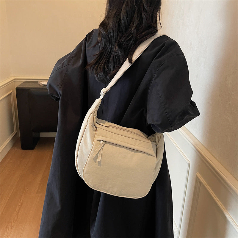 preppy style niche style crossbody bag easiest for match women's work clothing shoulder dumpling bag simple cloth bag large capacity nylon