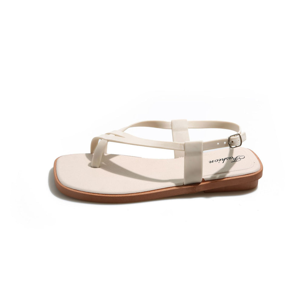 2025 new women's thong sandals - summer outdoor wear, trendy instagram-style flat roman sandals, one-strap flip-flops