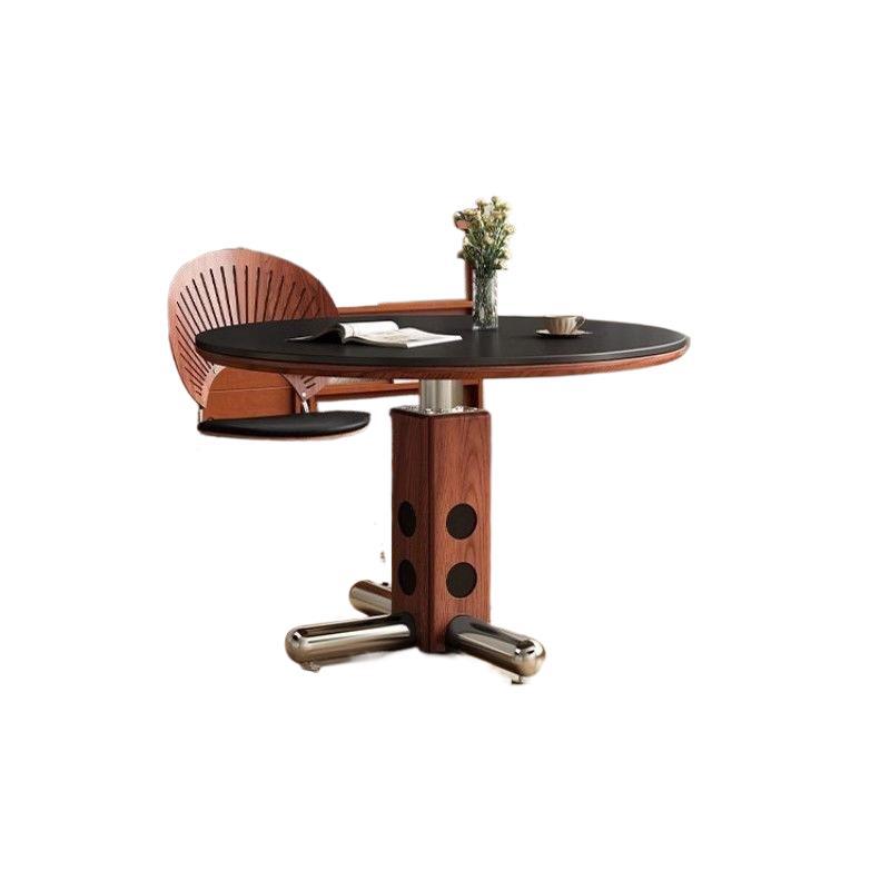 Round table retro style retro round dining table small apartment negotiation scandinavian bauhaus solid wood slate for home dining table