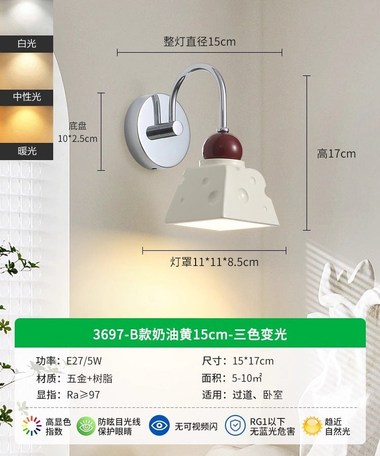 Wall lamp bedroom bedside new cream wind modern simple living room background decorative light aisle lighting fixture 1