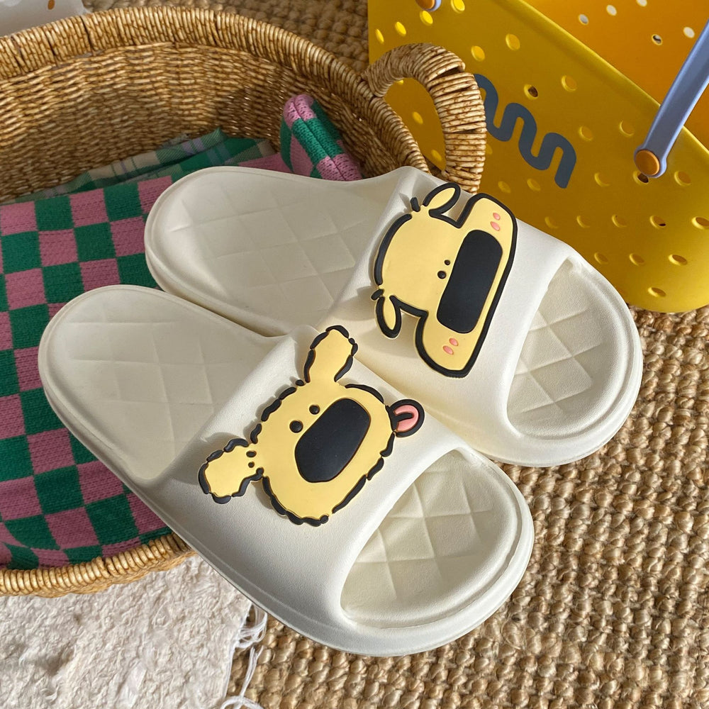 New arrivalcute cartoon dog poop feeling eva sandals thick soft bottom couple flip-flops all year roundoutwear slippers