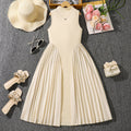 girls' summer dress,  new style, foreign trade european and american style, elegant pleated patchwork, cinched waist, sleeveless formal dress