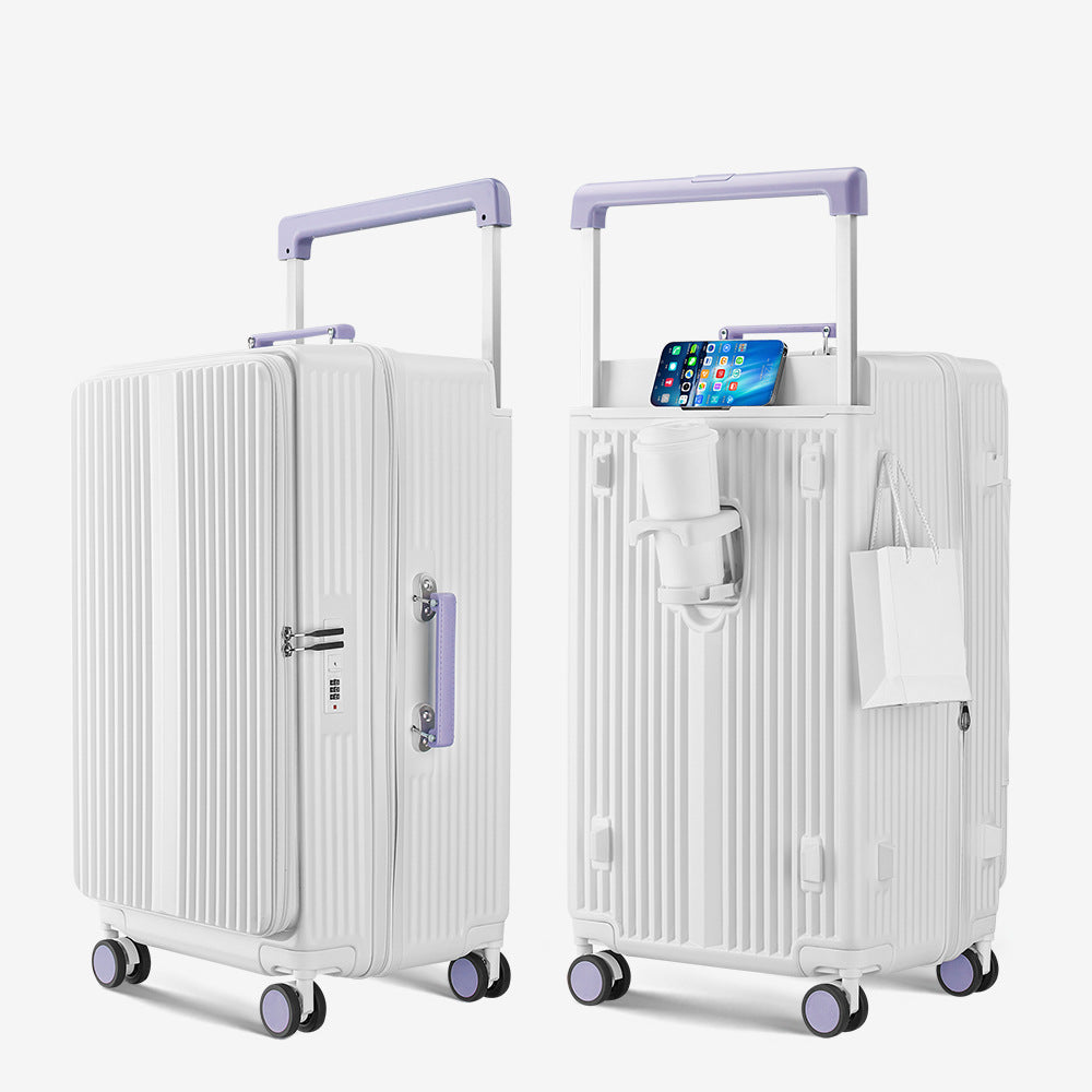 Front opening full pass wide tie rod suitcase 28 inch anti-drop deep compartment suitcase expandable capacity outdoor password box