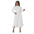 Q102 independent station cross-border women's winter puff sleeve topsruffles pleated skirt two-piece setfashionsuit