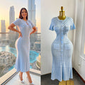 Export women's french tweed style elegance celebrity silm short-sleeved knittingdress beaded fishtail mid-length skirt