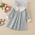 Trending girls' dress: new autumn  collection - stylish, loose-fit, long-sleeved floral dress with turn-down collar for little girls