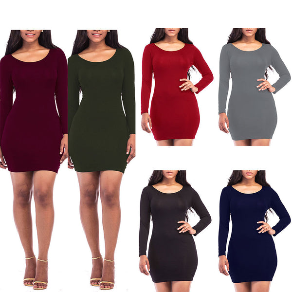 YMX001 European and American women's clothing wholesale, high-quality solid-color cotton long-sleeved sunscreen dress