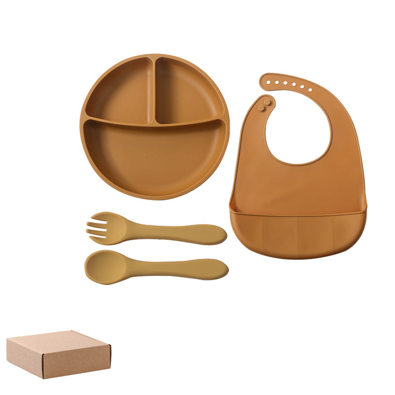 Kids' meal set: food-grade silicone utensils, baby bib, and fork & spoon - bestselling baby dining essentials (3-piece set)