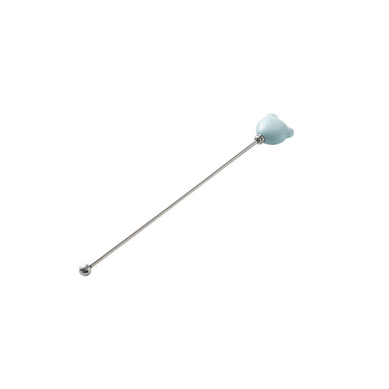 Candy-colored ceramic bear head stirring stick - anti-scald, high-style coffee stirrer & 304 stainless steel wine stirrer