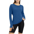 cross-border round neck finger sleeve yoga long sleeve training running sports top t-shirt for women