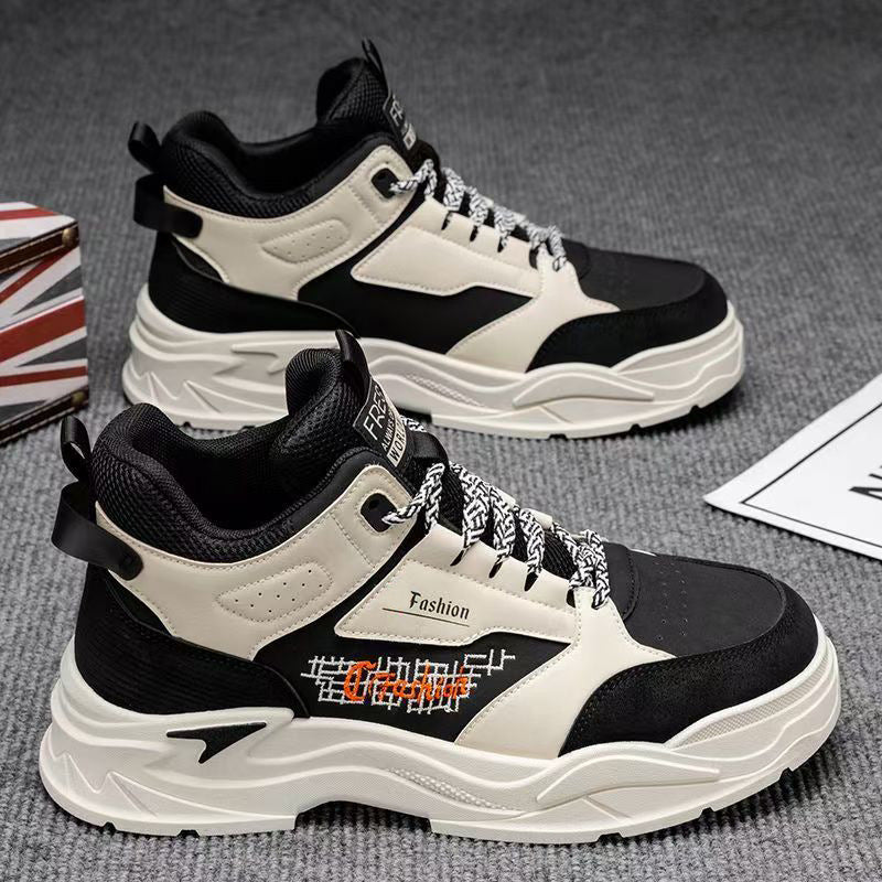 Spring men's high-top work shoes korean style trendy thick-soled martin boots athletic casual sneakers ankle boots fashionable shoes