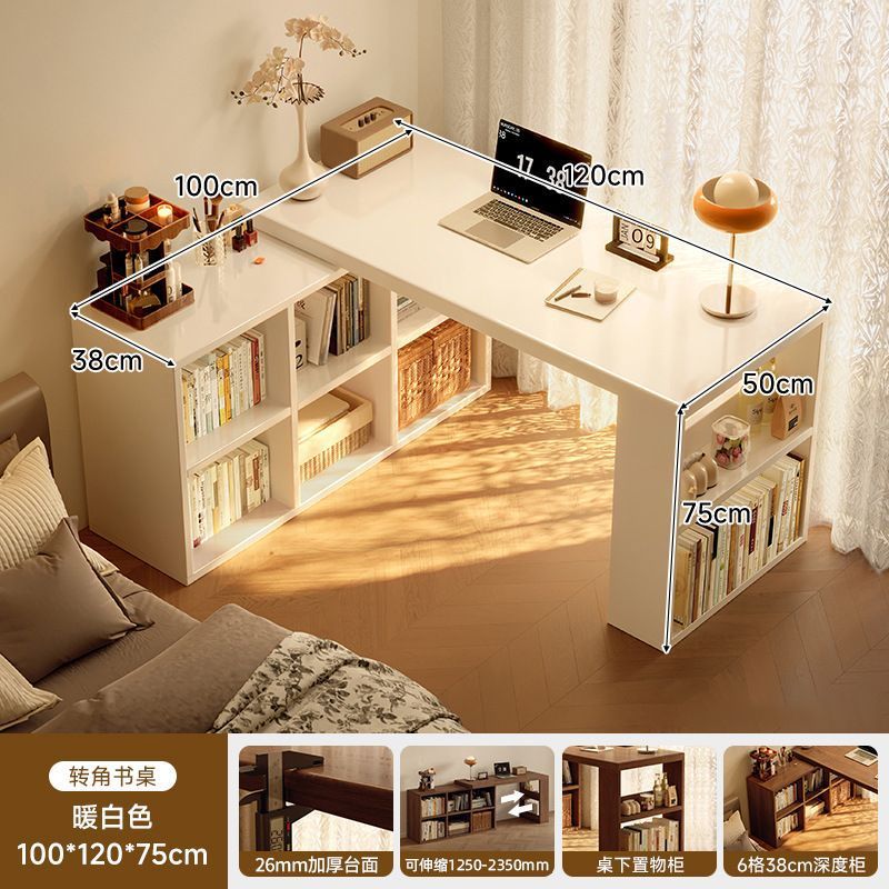 Corner desk bookshelf bookcase all-in-one table bedroom home extendable vanity corner computer desk office desk