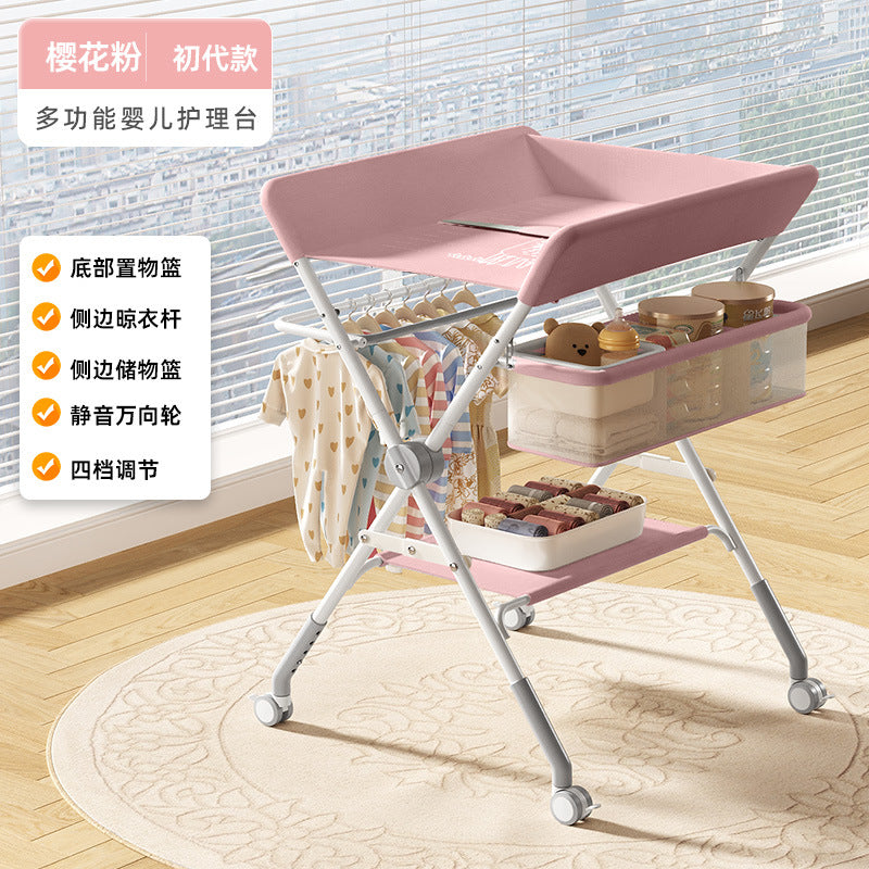Changing table, baby care station, massage & bathing combo - foldable, portable, multifunctional newborn baby bed with changing and touching surface