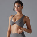 New arrivalpure color double-sided nylon sexy low-cut back sports intimates tight high elastic fitness yoga wear bra for women