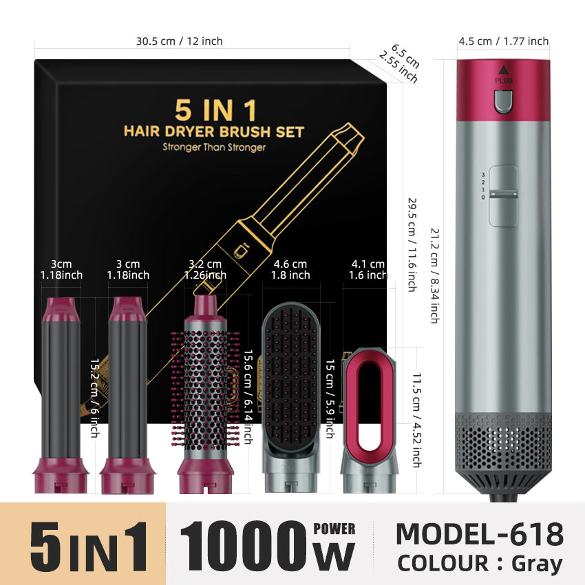 Cross-border five-in-one hot air comb, multi-functional styling hair dryer, automatic curling iron, universal hair dryer, hair dryer