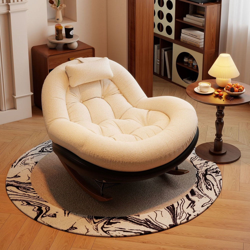New arrival balcony chair rocking recliner casualfor home adult lazy sofa chair eggshell sleeping single rocking chair