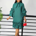 D488   summer/autumn new fashion casual ruffle bell sleeve plus size export dress