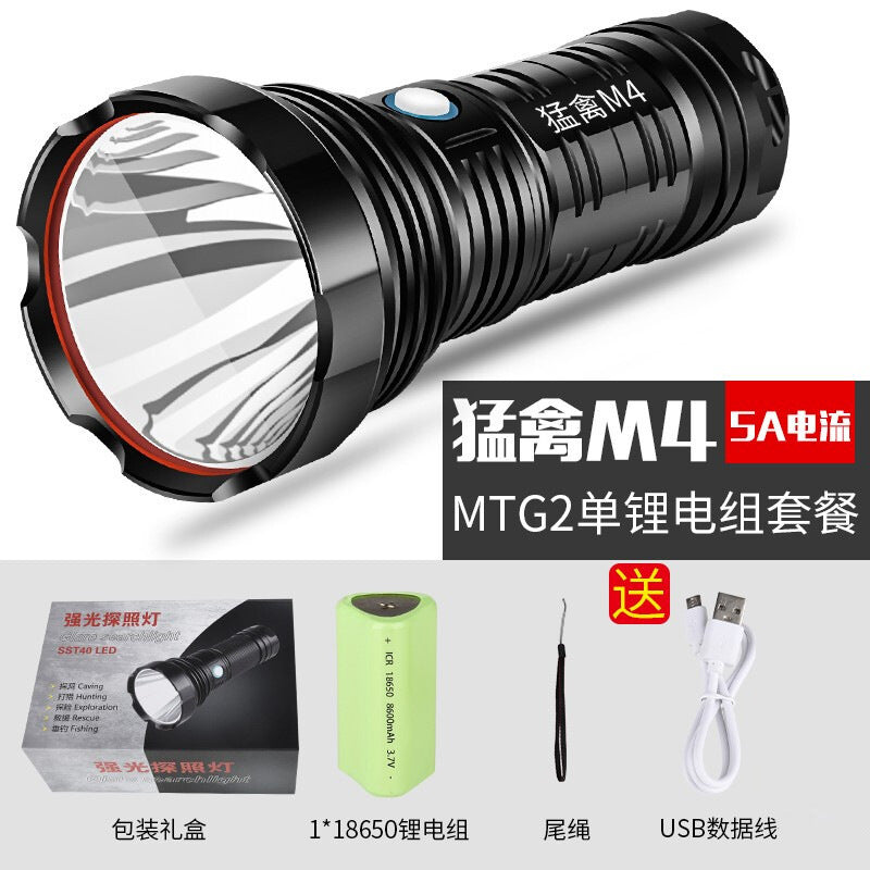 Cross-border new Langminas T40 super bright strong light flashlight USB charging outdoor long-range long-range flashlight