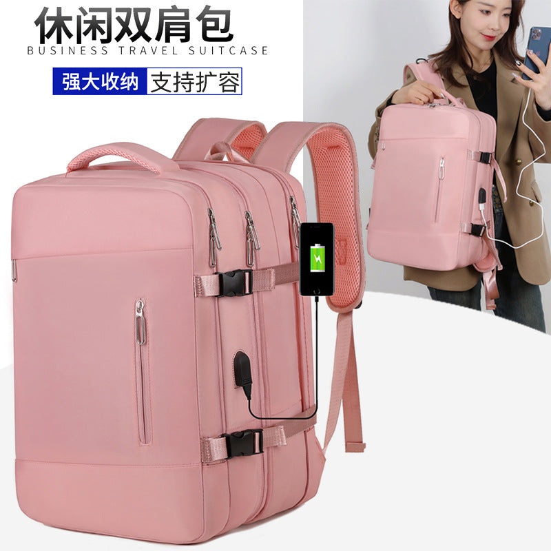New multi-functional schoolbag, simple and fashionable scalable backpack, wear-resistant large-capacity luggage for business trips
