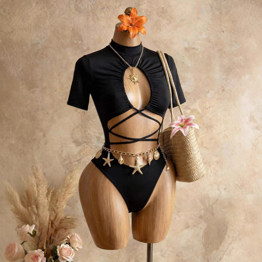Sexy hot girl cutout bustier bodysuit - new summer slim-fit lingerie top - european & american style