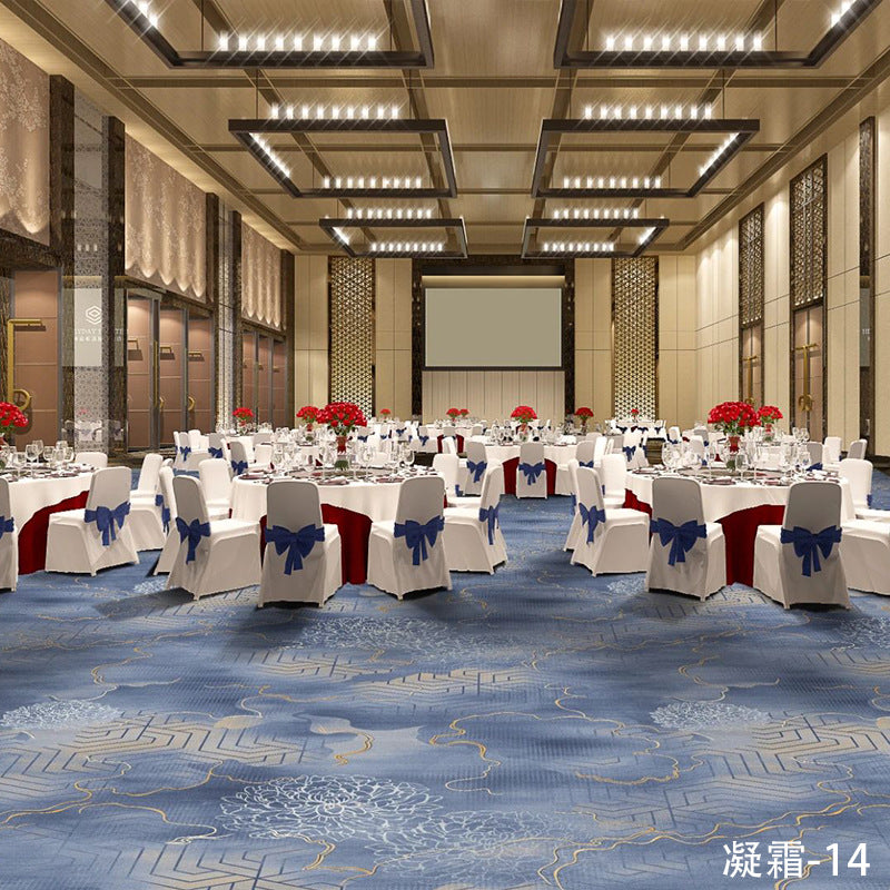 Custom carpets for hotel banquet halls, corridors, and aisles - fire-retardant, full-spread nylon printed carpets for restaurants and dining rooms