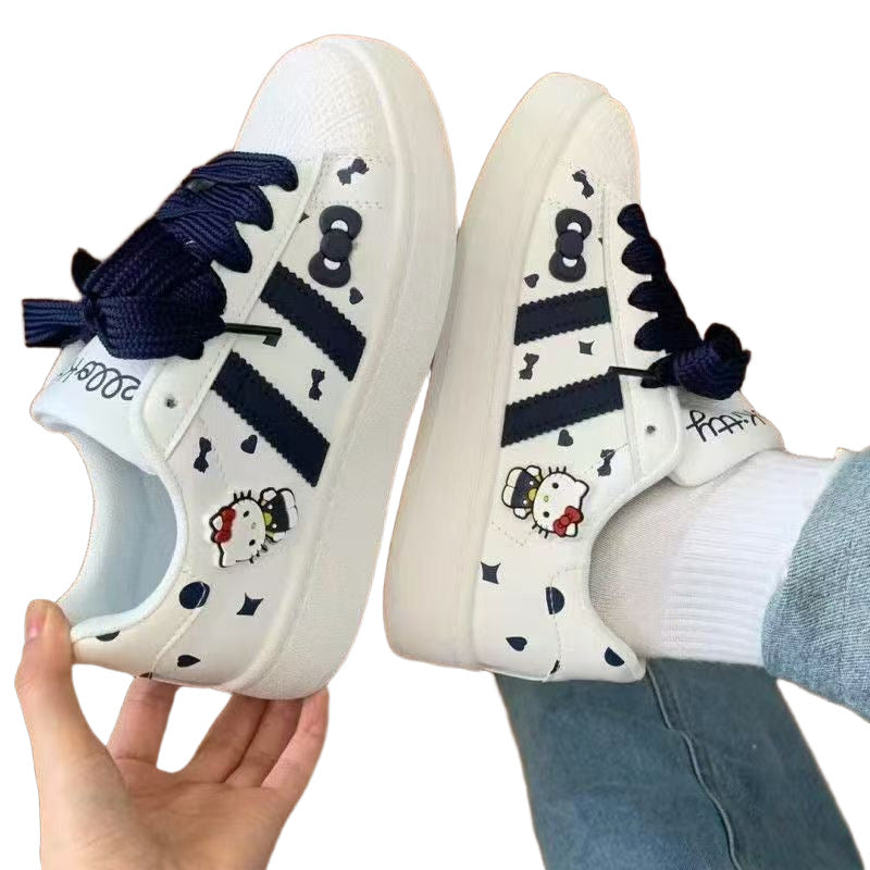 Hello kitty new versatile shoes - non-slip, wear-resistant casual sneakers, white shoes, shell toe girls' skate shoes