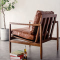 Scandinavian solid wood leather hank chair italian normcore sofa living room chair balcony lazy down single sofa chair
