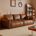 Retro oil wax leather sofa modern casual living room size apartment straight row three-slot distressed medieval style sofa