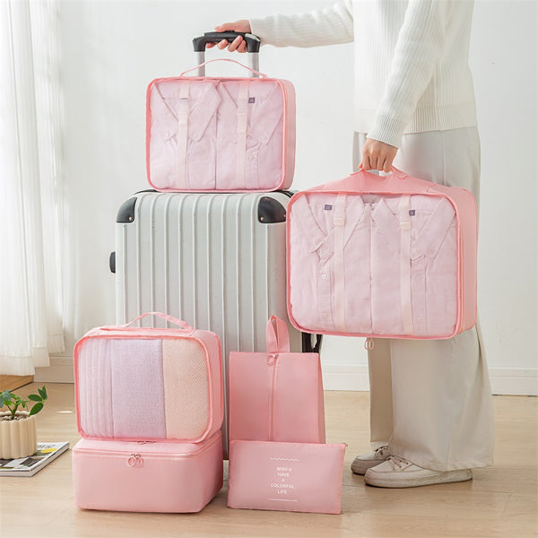 Storage bag, seven-piece set, large-capacity classification, storage bag, clothing digital finishing set, travel portable duffel bag.