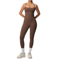Ready-to-ship, solid color, nude-feel, double-sided brushed, racerback, form-fitting activewear yoga set – perfect for running and fitness. two-piece set