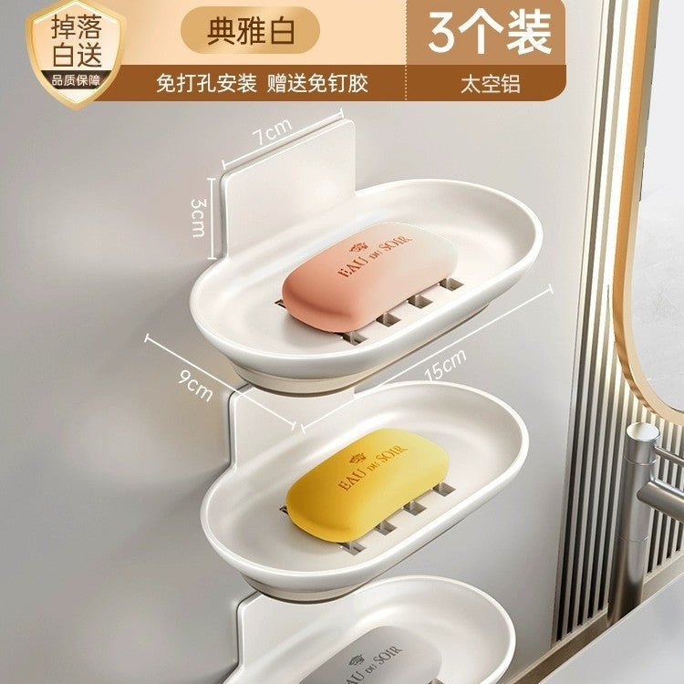 No punching Kitchen Bathroom Soap Box Soap Drain Space Household Toilet Thickened Soap Box Storage