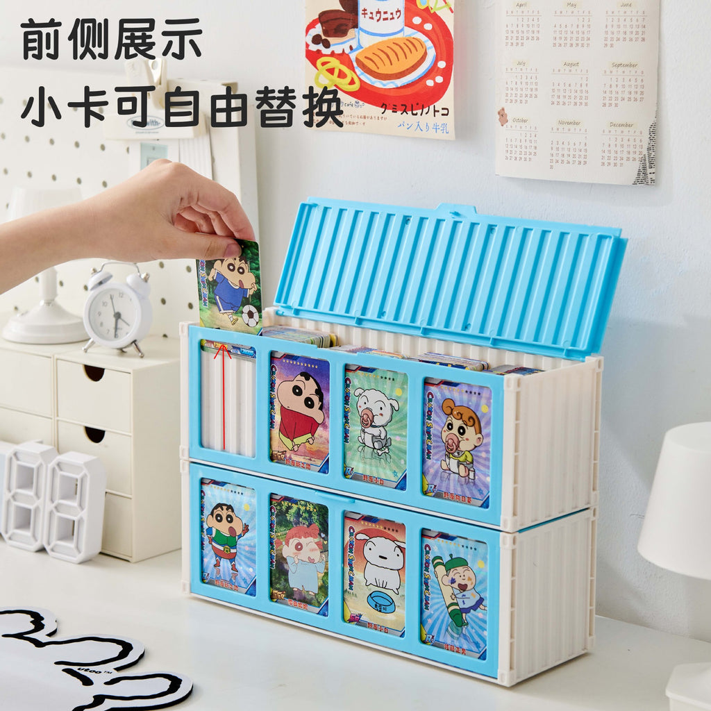 Card storage box Household large-capacity grid card storage display cabinet Cartoon animation blind box Animation card box