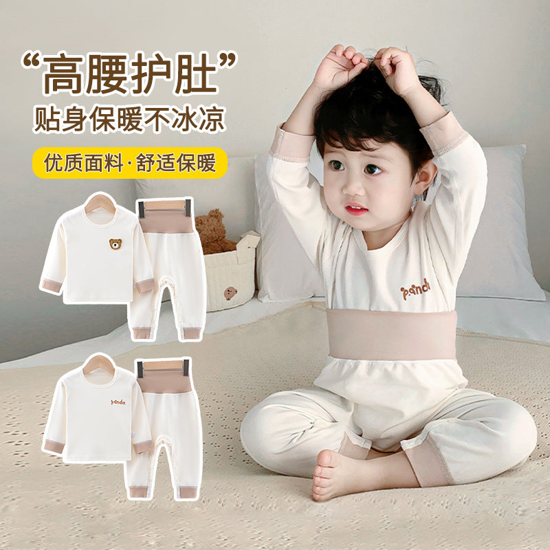 Baby spring/autumn winter separates set - autumn style cotton baby long johns - high-waisted belly protection base layer infant clothing