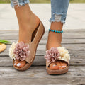 Wholesale plus-size floral wedge sandals for :  summer thick-soled european and american platform slides for women