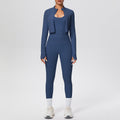 brushed tight drawstring halter vest nine-point long three-piece set sports running fitness yoga suit