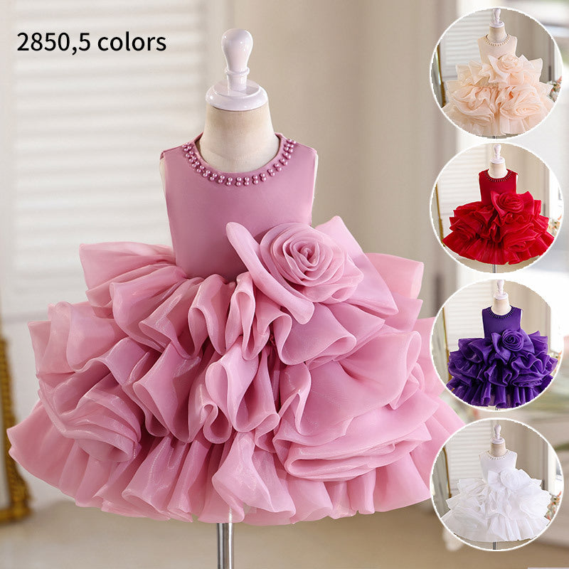 hot-selling baby girl princess dress, fluffy cake dress, skirt, children's day costume, birthday, one-year-old, in stock
