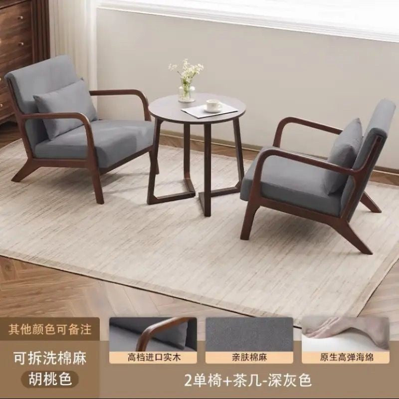 Balcony tea table and chair combination small apartment one table and two chairs household solid wood simple three-piece set reading and drinking tea cp