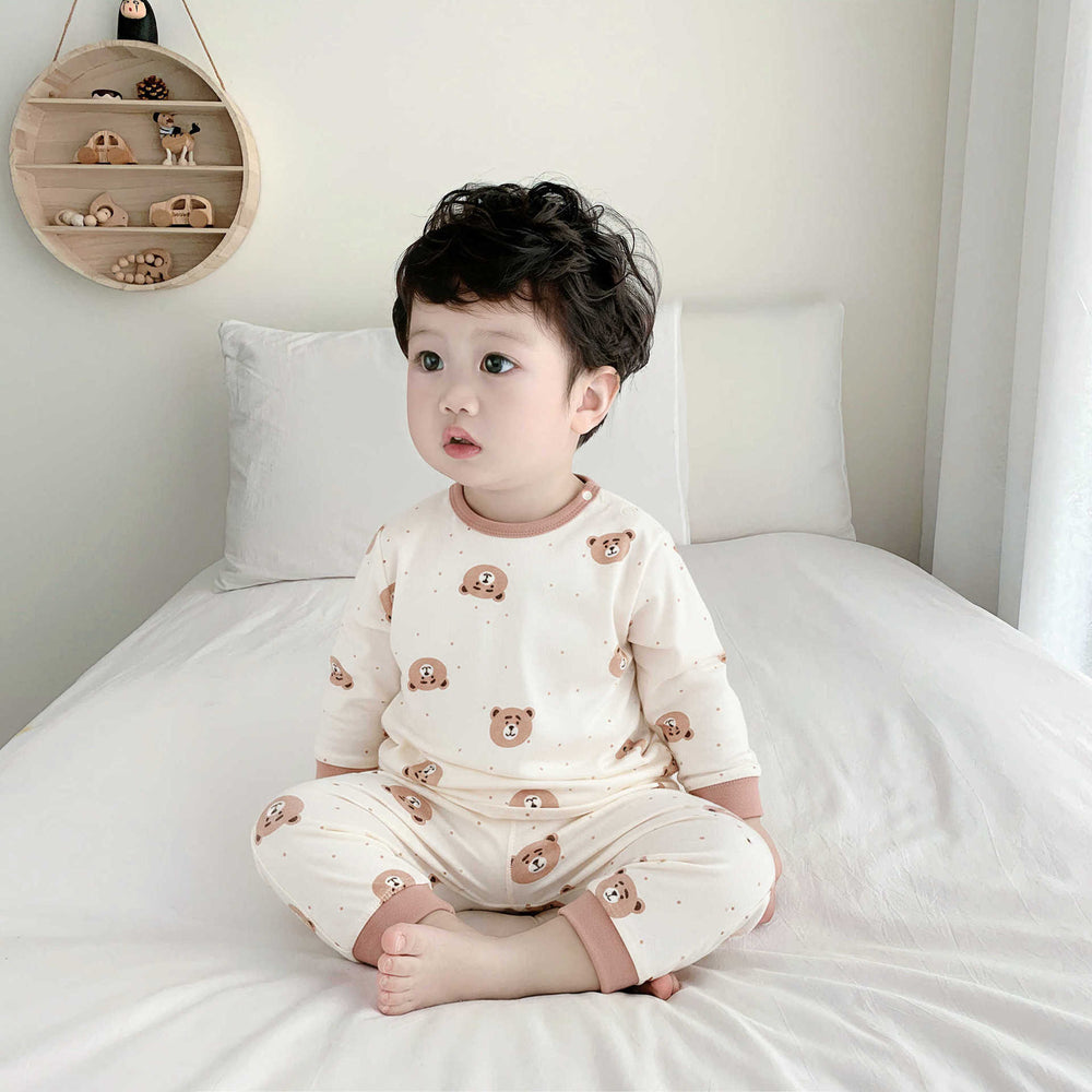 Baby pure cotton boneless high waist belly protection fall and winter autumn clothes suit baby heattechseparatessuit baby suit