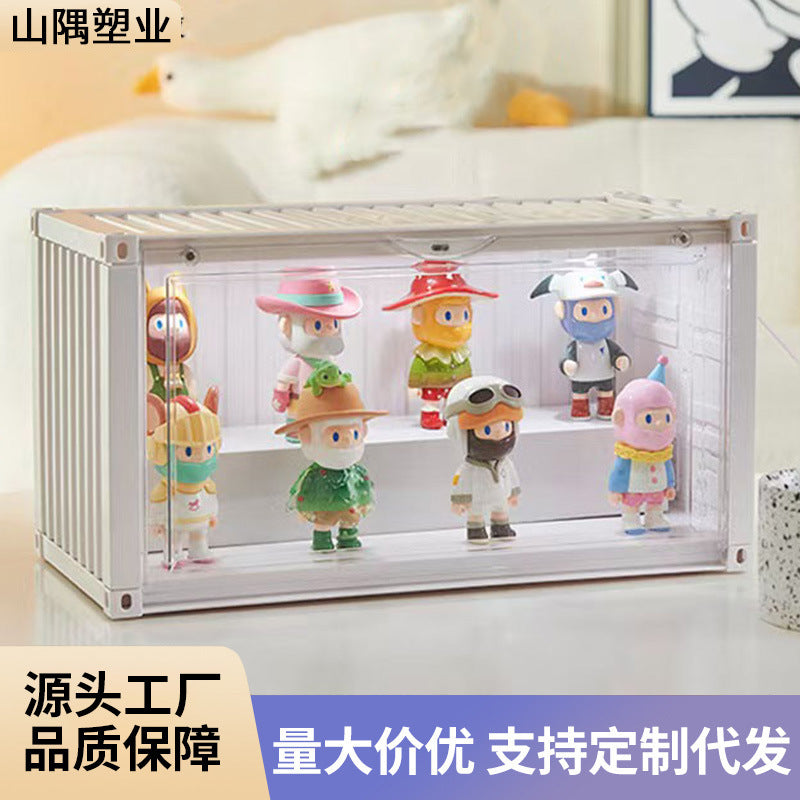 Doll figure blind box transparent dust-proof container storage box dust-proof cabinet household display rack wholesale small with light