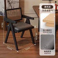 Gray leather seat, rattan backrest + black frame [small size]