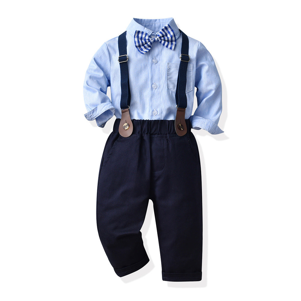 export children's autumn outfit: gentleman's long-sleeved suit for baby boys, first birthday outfit, baby clothes, children's first birthday dress