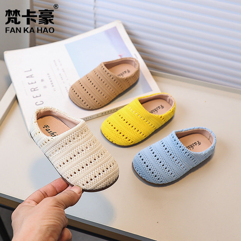 Woven open-toe slides -  summer new arrivals - beach sandals for girls - easy slip-on mules