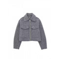 spring/autumn women's designer wool blend jacket: unique streetwear style, relaxed fit, cropped length