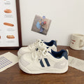 German army trainer platform sneakers - women's versatile white shoes, new chic & niche design for autumn 2025, student style athletic board shoes